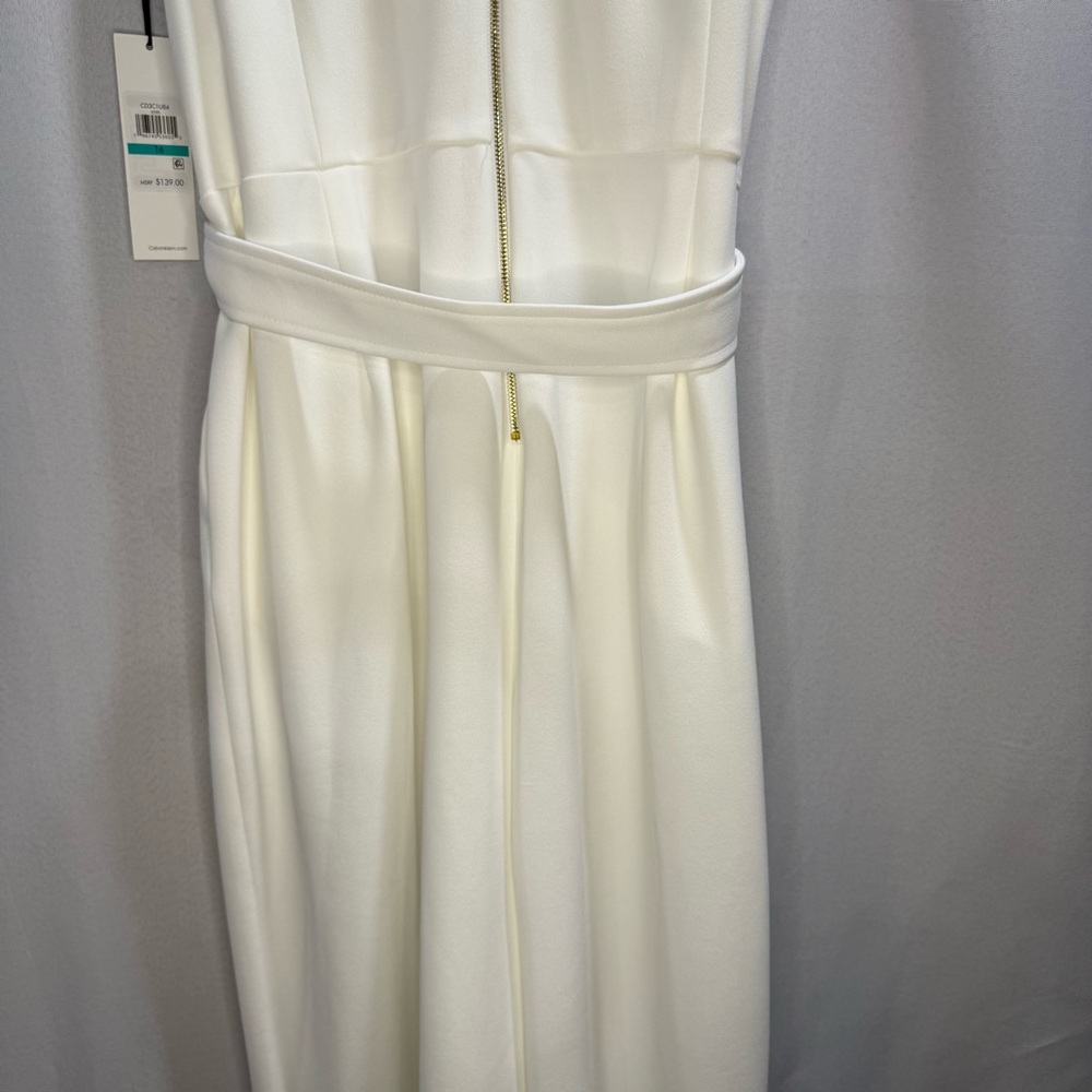 Calvin Klein Ivory Ruffle-Trim Jumpsuit - Picture 10 of 11